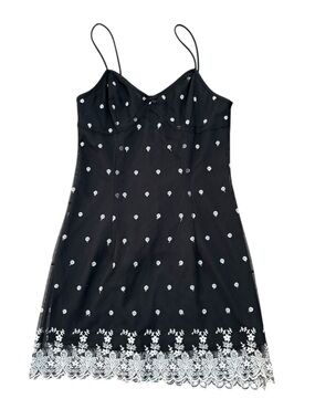 Y2K Floral Embroidered Mesh Slip Dress XS Vintage